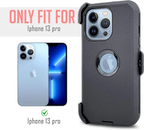 Vista 2 de Funda diseñada para iPhone 13 PRO (6.1 pulgadas), funda de protección de cuerpo completo, clip para cinturón, resistente con protector de pantalla