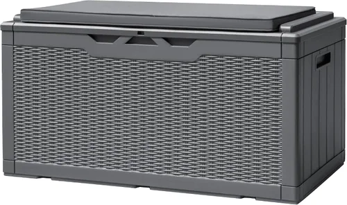 Vista 10 de Devoko Caja de cubierta de 100 galones, caja de almacenamiento impermeable al aire libre con cojín (negro)