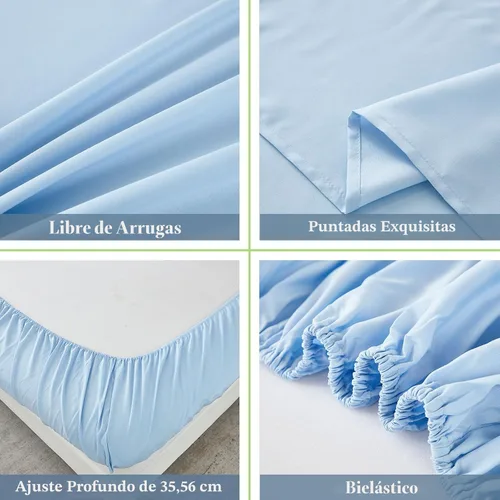 Vista 5 de ILAVANDE Juego de Sábanas Queen de 6 Piezas, Juego de Sábanas de Cama Queen de Microfibra Súper Suave de Lujo de Hotel Serie 1800 - Sin Arrugas