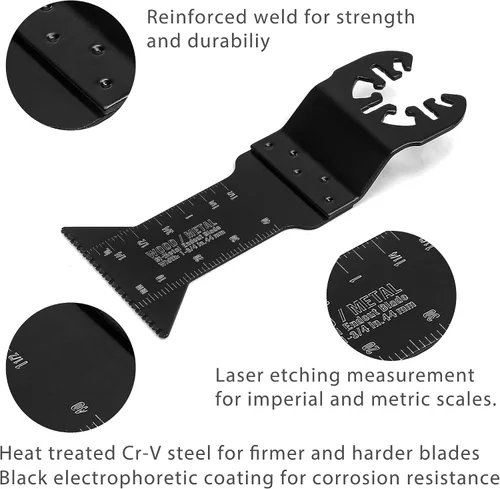 Vista 3 de WORKPRO 25 piezas de accesorios oscilantes multiherramienta, hojas de sierra oscilantes de liberación rápida para cortar madera y metal, plástico