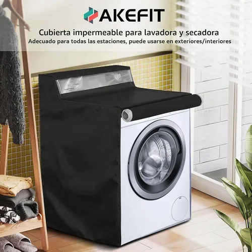 Vista 7 de AKEfit Paquete de 1 funda para lavadora, impermeable, a prueba de polvo, con cremallera y ventana transparente, apta para carga frontal o lavadora