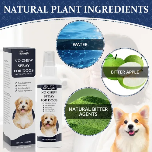 Vista 2 de Spray antimasticable para perros, 5.1 fl oz de manzana amarga en espray disuasorio para dejar de masticar, lamer y morder muebles, zapatos