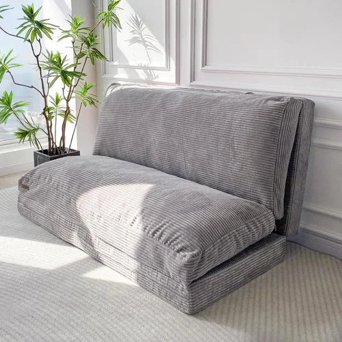 Vista 10 de MAXYOYO Sofá cama plegable, sofá de suelo, silla convertible con funda lavable, sofá de suelo, sillón, puf, cama para sala de estar, beige, 39 x 91