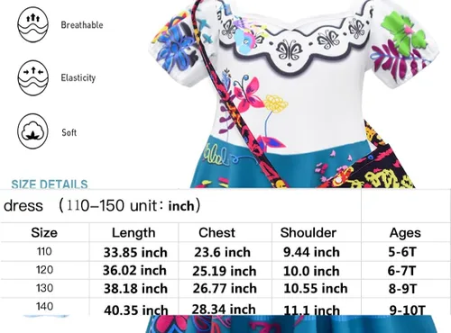 Vista 7 de GVGWenge Encanto Costume for Girls Princess Dress up Halloween Party Role Play Dress
