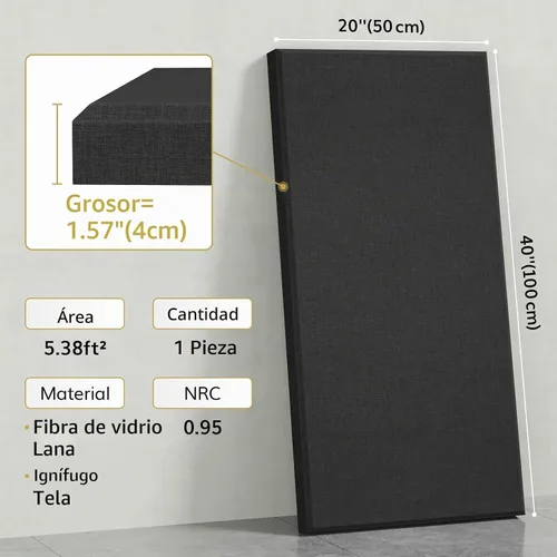 Vista 3 de TONOR Paneles acústicos grandes de fibra de vidrio, paneles acústicos de 39.4 x 19.7 x 1.6 pulgadas, paneles acústicos absorbentes de sonido