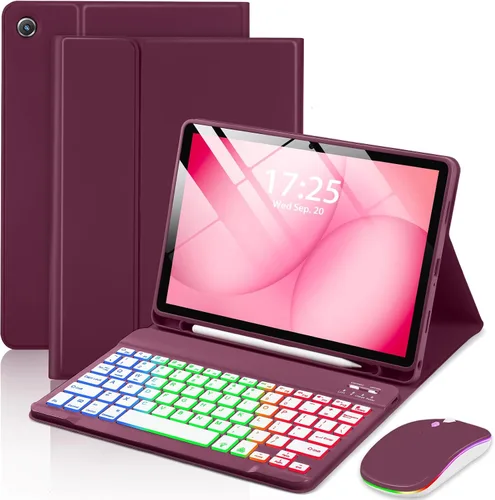 Vista 11 de Funda EAMPANG con teclado ratón para Samsung Galaxy Tab A9 Plus de 11 pulgadas (SM-X210/X215/X216/X218), teclado magnético desmontable USB-C