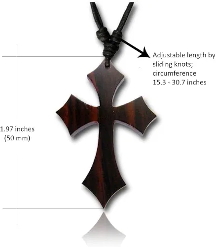 Vista 2 de Earth Accessories - Collar de cruz ajustable para mujer o hombre, colgante de cruz grande o crucifijo con madera orgánica