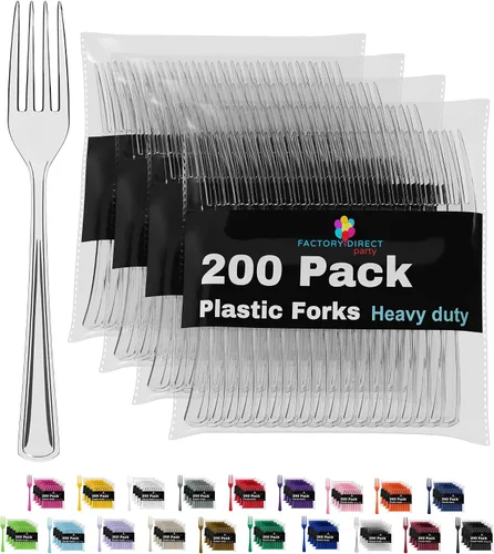 Vista 18 de Party Solids - Cucharas de plástico color marfil, 200 piezas, cucharas de marfil, utensilios desechables, juego de cubiertos de plástico resistente