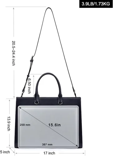 Vista 5 de CLUCI Maletín de cuero para mujer portátil de 15.6 pulgadas profesional de trabajo de negocios para mujer, bolso de hombro