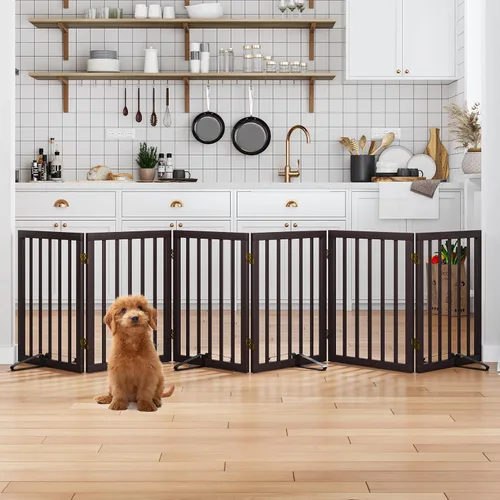 Vista 37 de Puerta plegable negra para mascotas de 18-55 pulgadas para escaleras y puertas, valla de puerta para cachorros