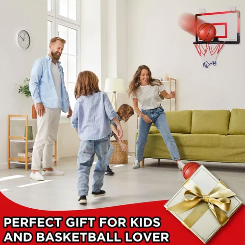 Vista 7 de Sosation 2 piezas Mini aro de baloncesto con 4 balones de baloncesto, gancho adhesivo, bomba, aro de baloncesto para interiores sin perforación