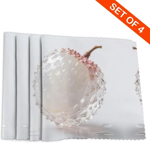 Vista 4 de Rectangular Placemats Set of 4, Heat Resistant Litchi Printed Kitchen Dining Table Mats