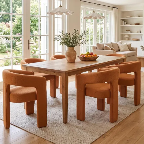 Vista 10 de Silla de Comedor Moderna de Chenille Tipo Barril Tapizada en Tela para Comedor con Brazo, Cómoda Silla Auxiliar de Acento para Cocina/Sala de Beige