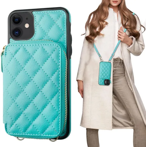 Vista 13 de Bocasal Funda tipo cartera tipo bandolera para iPhone 11, color negro