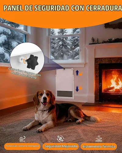Vista 3 de Powools - Puerta para perros de hasta 45 libras, mediano - 15.7 x 12.5 pulgadas Robust Steel, 12.6" x 10" Flap Opening, Indoor Outdoor Use