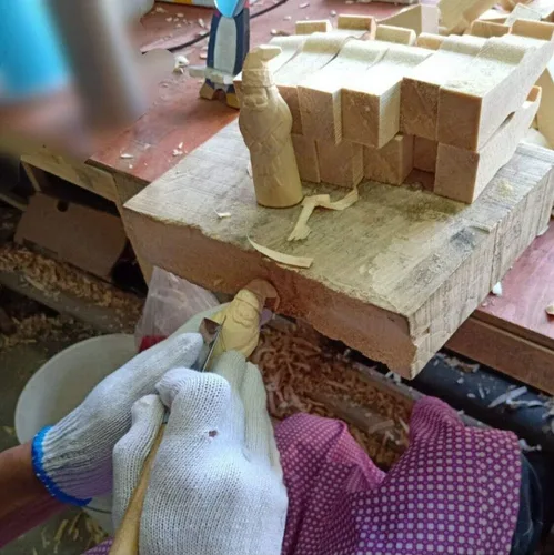 Vista 8 de YEEYAYA Escultura de madera para decoración del hogar, estatua de madera, figuras de madera, decoración de habitación, animales salvajes tallados a