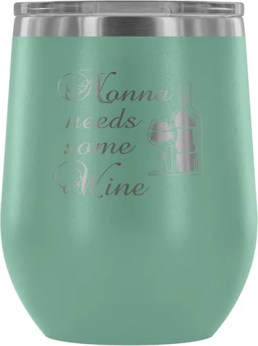 Vista 7 de Nonna Needs Some Wine - Vaso de vino aislado con tapa, vaso de vino de acero inoxidable sin tallo de 12 onzas, taza de viaje aislada al vacío