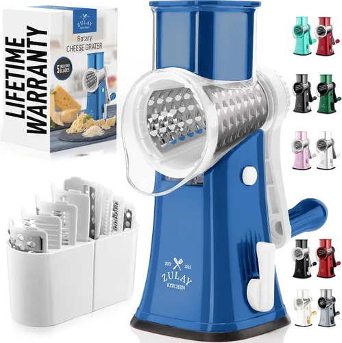 Vista 32 de Zulay Kitchen Rallador Rotativo de Queso de 5 Cuchillas Rallador de Queso - Rallador de Queso Manual de Manivela con Succión Reforzada y 5 Tambores