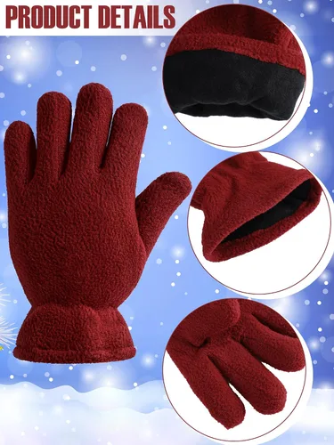 Vista 3 de SATINIOR 3 pares de guantes de invierno de forro polar para niños y niñas, guantes cálidos para niños y niñas, suministros de actividades al aire