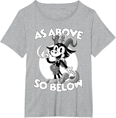 Vista 48 de Camiseta de dibujos animados retro de Baphomet Pagan As Above So Below, Negro, S