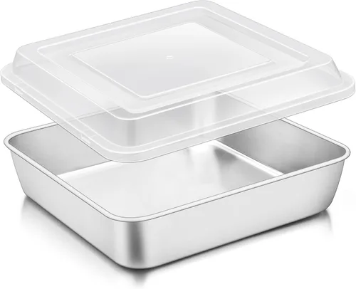 Vista 8 de TeamFar Molde cuadrado para tartas de 6 pulgadas, mini molde cuadrado de acero inoxidable para hornear asar, saludable y resistente, diseño de una