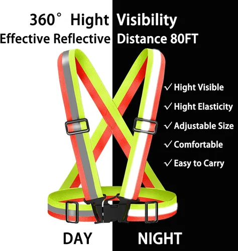 Vista 2 de High Visibility Reflective Vest Safety Vest Running Reflective Gear Adjustable Reflective Vest for Walking,Jogging,Hiking,Night Cycling