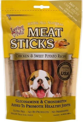 Vista 3 de Loving Pets Palitos de carne gourmet - Receta de batata y ternera, golosinas para perros, 5 onzas