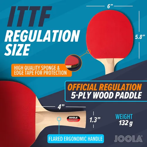 Vista 4 de JOOLA Family Premium Ping Pong Paddles Set of 4 - Advanced Table Tennis Rackets, 10 Training 3 Star Ping Pong Balls, and Storage Case - Competitive