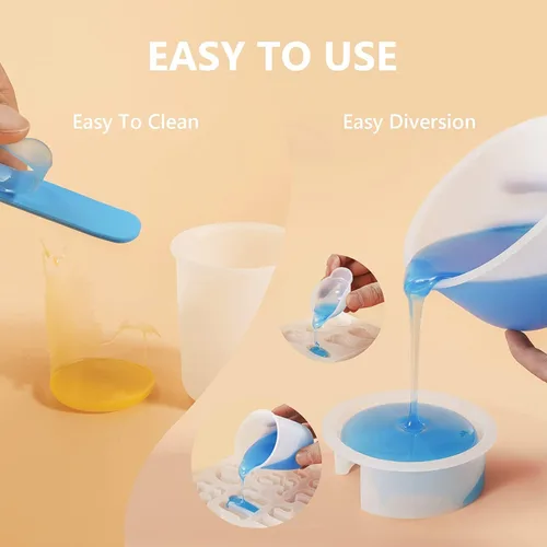 Vista 6 de Tazas medidoras de silicona grandes antiadherentes reutilizables de resina epoxi tazas mezcladoras flexibles de alta precisión para moldes