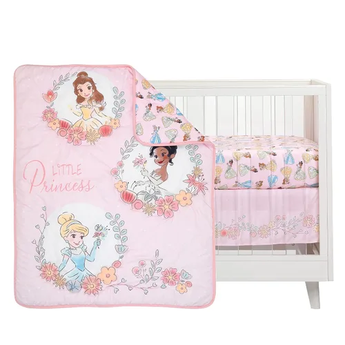 Vista 2 de Lambs & Ivy (LAMCR) Juego de ropa de cama para cuna de bebé, diseño de princesas Disney, color rosa, 3