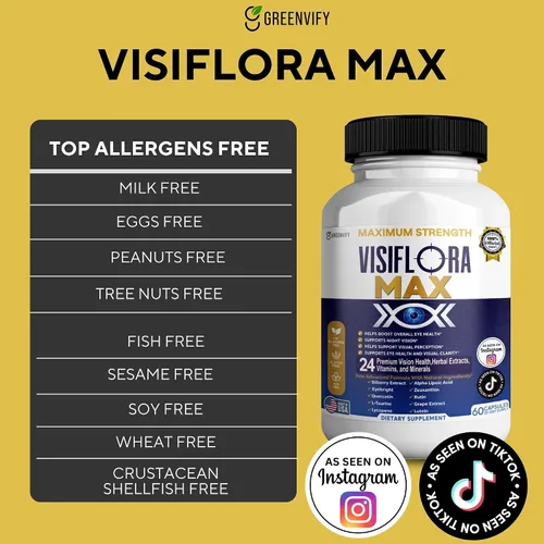 Vista 5 de VisiFlora Max Suplemento para la salud ocular, vitaminas y minerales, luteína, extracto de arándano, 60 cápsulas (2)
