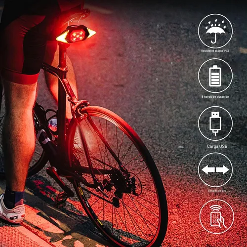 Vista 3 de Señales de Giro para Bicicleta Luces Traseras Recargables para Bicicleta para Conducción Nocturna Luces para Bicicleta Impermeables Luz de Bicicleta