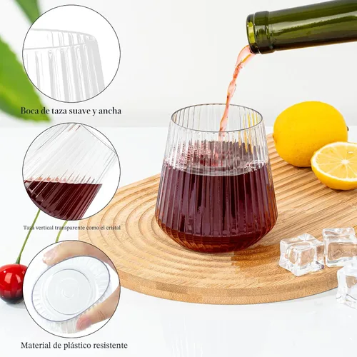 Vista 4 de BESTSTAR 36 Piezas Copas de Vino de Plástico Transparente Acanalado de 12 onzas, Copas de Champán Desechables de Origami Onduladas, Elegantes Vasos