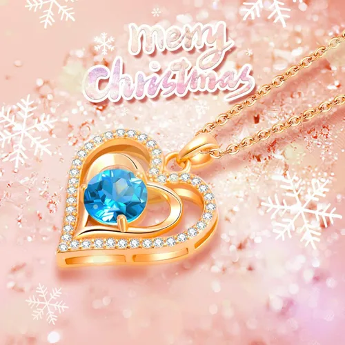 Vista 3 de capirosa S925 Forever Love Heart Necklaces for Women Mother's Day Gifts Sterling Silver Rose Gold Diamond Birthstone Pendant Necklace Jewelry