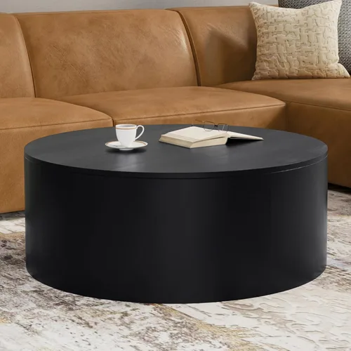Vista 2 de SIMPLIHOME Millbury - Mesa de centro con tambor de madera maciza de mango Negro
