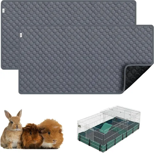 Vista 9 de Ropa de cama para cobayas, 2 paquetes de forro lavable para jaula de 49x24 pulgadas, almohadillas súper absorbentes lavables, impermeables y Palta