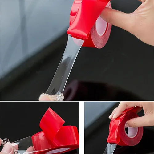 Vista 5 de Cinta de doble cara resistente, (total de 10 pies), adhesivo transparente, impermeable, extraíble, cinta de montaje de doble cara para arreglar