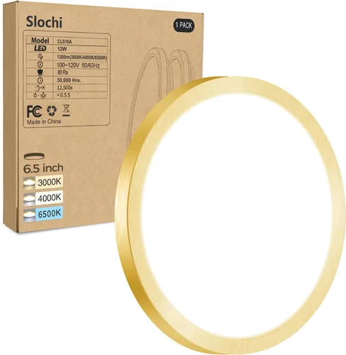 Vista 12 de Paquete de 2 lámparas LED de techo empotradas, 3000K-4000K-6500K y equivalente a 100W, lámpara de techo empotrada moderna para cocina de 15W