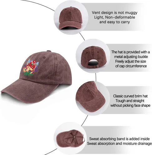 Vista 6 de Caps Psychedelic Eye Mushroom Dad Hat for Men Vintage Denim Hats Adjustable
