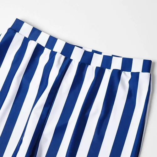 Vista 6 de IFFEI Traje de baño de una pieza a juego para la familia, traje de baño a rayas ahuecado monokini Mommy and Me Beachwear