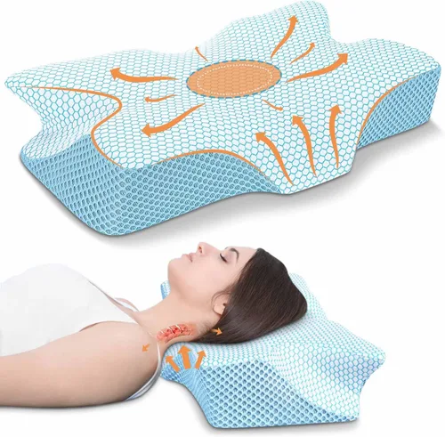 Vista 9 de Anvo Almohada cervical para el cuello y el dolor de hombros, almohadas de espuma viscoelástica para aliviar el dolor de dormir, ortopédica