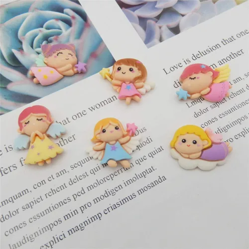 Vista 4 de Paquete de 20 adornos surtidos de resina con alas de ángel de resina, para álbumes de recortes, lazos para el cabello, cabujones kawaii, decoración