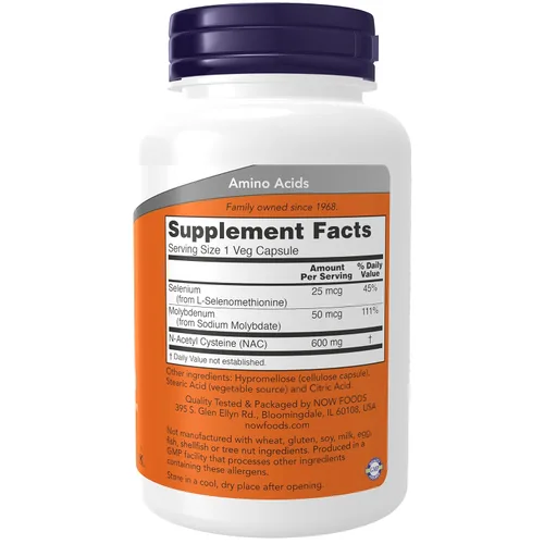 Vista 2 de NOW Foods Nac-acetil cisteína 600mg, 500Vcaps (250X2)