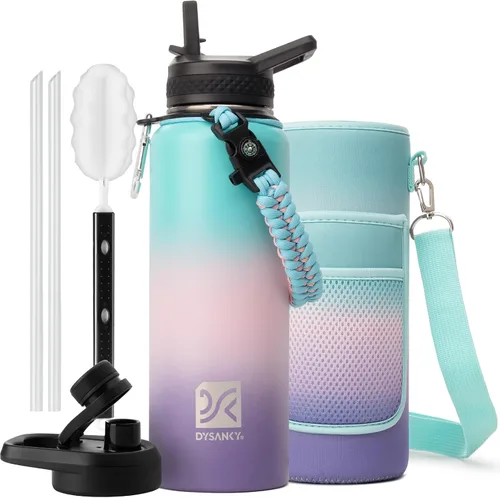 Vista 107 de DYSANKY Botella de agua aislada de 32 onzas, metal al vacío de acero inoxidable grueso, jarra de agua deportiva portátil para gimnasio y senderismo