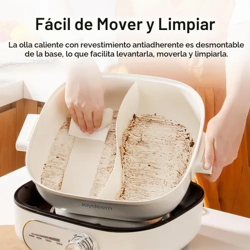 Vista 5 de Joydeem - Olla caliente eléctrica con divisor, olla doble sabor Shabu Shabu de 6L/6.3 qt, UL listada y protección contra hervido en seco, adecuada