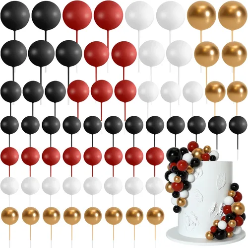 Vista 11 de 75 Piezas Decoraciones Topper de Bolas Negras para Pastel de Espuma Topper para Cupcakes Mini Globo Topper de Bolas para Pastel Picks para Negro