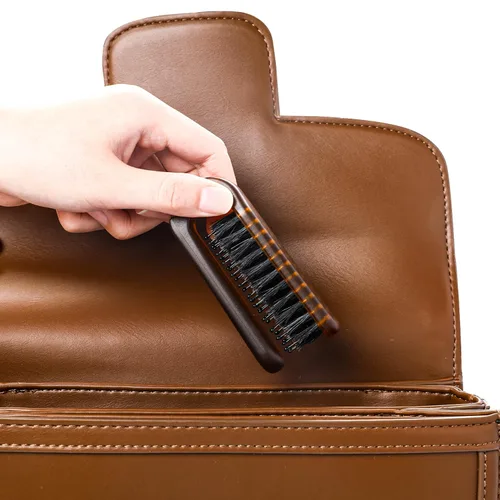 Vista 5 de Sliverdew Cepillo de pelo, mini cepillo de pelo plegable de cerdas de jabalí para mujeres y hombres, pequeño mini cepillo compacto tamaño de Ámbar