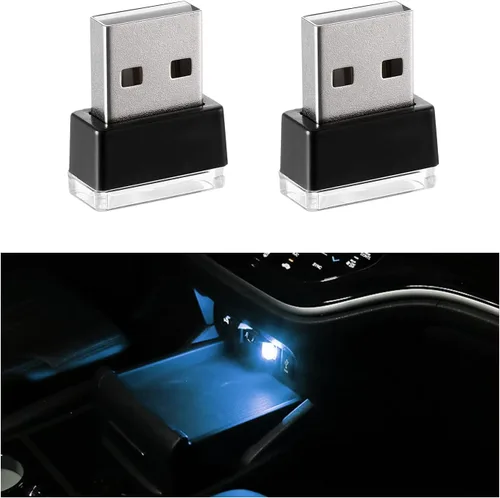 Vista 7 de 4 PCS Lámpara de Atmósfera Interior de Coche LED USB, Mini Luz Nocturna LED Portátil, Kit de Iluminación Ambiental de Maletero con Interfaz USB