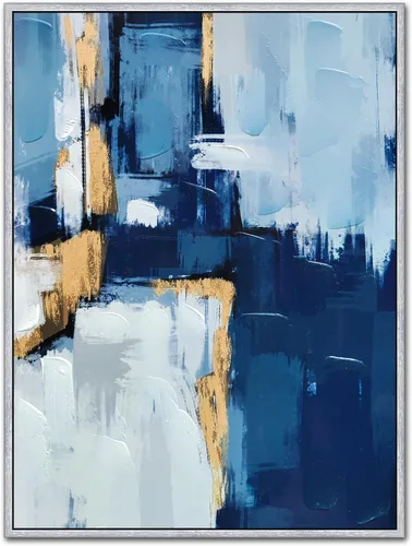 Vista 10 de Sofoney - Lienzo abstracto enmarcado en oro negro y dorado, impresiones artísticas 3D texturizadas con pinceladas negras con lámina dorada