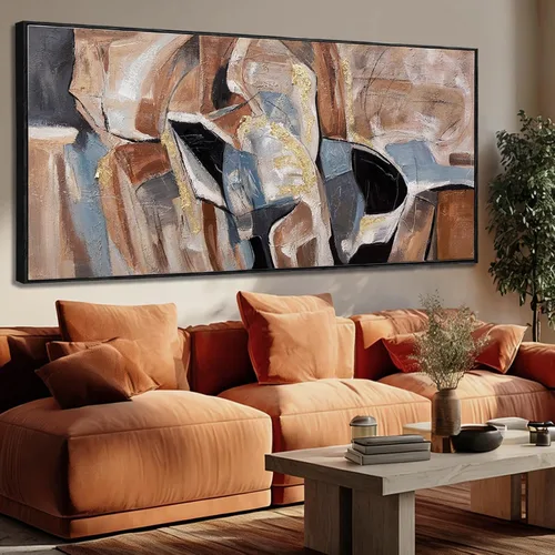 Vista 13 de Arte de pared blanco texturizado, arte abstracto gris, imágenes modernas enmarcadas grandes, pintura al óleo de paisaje ondulado, 24 x 48 pulgadas